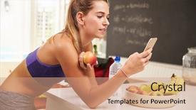  Presentation with gym - Colorful presentation theme enhanced with woman wearing gym clothing looking backdrop and a coral colored foreground