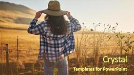  Presentation with hat - Slide set with woman wearing hat from behind background and a tawny brown colored foreground