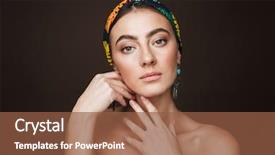  Presentation with black woman - Audience pleasing slide deck consisting of woman wearing headband and earrings backdrop and a tawny brown colored foreground