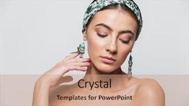  Presentation with beauty - Slide deck having woman wearing headband and earrings background and a coral colored foreground