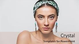  Presentation with beauty beautiful autumn in japanese - Slide deck featuring woman wearing headband and earrings background and a coral colored foreground