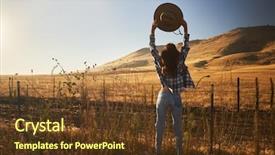  Presentation with rural india view - PPT theme having woman wearing jeans and flannel background and a tawny brown colored foreground