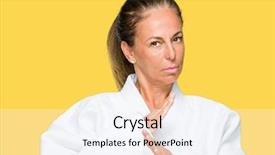  Presentation with kimono - Cool new PPT theme with woman wearing karate kimono uniform backdrop and a  colored foreground