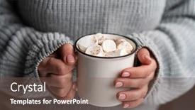  Presentation with cocoa - Slides consisting of woman-wearing-knitted-sweater-holding background and a violet colored foreground