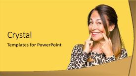  Presentation with animal print - PPT layouts having woman wearing leopard animal print background and a yellow colored foreground