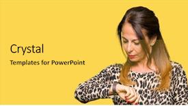  Presentation with animal print - PPT theme featuring woman wearing leopard animal print background and a  colored foreground