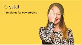  Presentation with animal eye - Cool new PPT layouts with woman wearing leopard animal print backdrop and a  colored foreground
