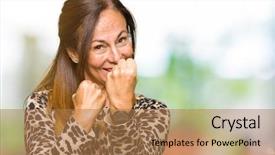  Presentation with animal print - Slide set having woman wearing leopard animal print background and a coral colored foreground