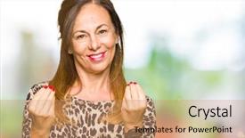  Presentation with hand print - Audience pleasing presentation design consisting of woman wearing leopard animal print backdrop and a  colored foreground