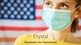  Presentation with usa flag - Cool new theme with woman-wearing-mask-in-front backdrop and a yellow colored foreground