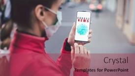  Presentation with phone - Amazing slide deck having woman-wearing-mask-using backdrop and a red colored foreground