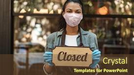  Presentation with medical sign - Audience pleasing slide deck consisting of woman-wearing-medical-face-mask backdrop and a tawny brown colored foreground