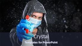  Presentation with disinfectant - Amazing theme having woman-wearing-medical-mask backdrop and a wine colored foreground