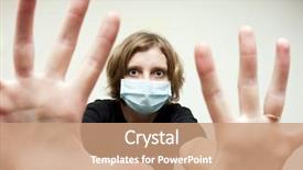  Presentation with mask - Slides consisting of air bacteria - woman wearing medical mask background and a coral colored foreground