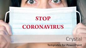  Presentation with campaign - Colorful PPT layouts enhanced with woman-wearing-medical-protective-surgical backdrop and a coral colored foreground