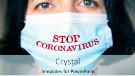  Presentation with medical face mask - Slide set featuring woman-wearing-medical-protective-surgical background and a sky blue colored foreground