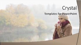  Presentation with lactation young woman breastfeeding - PPT layouts consisting of woman wearing muffler at lakeside background and a white colored foreground