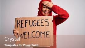  Presentation with hijab - PPT layouts having woman-wearing-muslim-hijab-asking background and a coral colored foreground