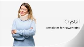  Presentation with neck femur - Slide set featuring woman wearing neck brace collar background and a white colored foreground