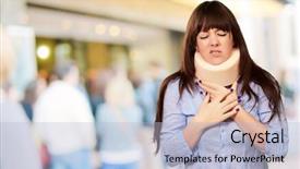  Presentation with arabian woman wearing hijab muslim - Cool new slides with woman wearing neck brace outdoor backdrop and a light blue colored foreground