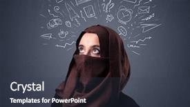  Presentation with mix of cabbages on white - Slide deck with woman wearing niqab with mixed background and a  colored foreground