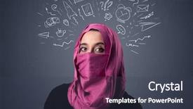  Presentation with woman muslim - PPT theme featuring woman wearing niqab with mixed background and a tawny brown colored foreground