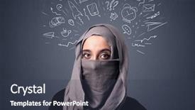  Presentation with woman muslim - Audience pleasing slides consisting of woman wearing niqab with mixed backdrop and a tawny brown colored foreground
