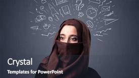  Presentation with arabian woman wearing hijab muslim - Cool new presentation with woman wearing niqab with mixed backdrop and a tawny brown colored foreground