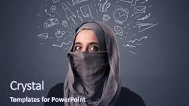 Presentation with arabian woman wearing hijab muslim - Beautiful presentation theme featuring woman wearing niqab with mixed backdrop and a tawny brown colored foreground