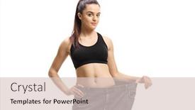  Presentation with weight loss - PPT theme enhanced with woman-wearing-old-pair background and a lemonade colored foreground