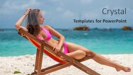  Presentation with thailand - Amazing slides having woman wearing pink bikini in lounger on tropical beach at thailand backdrop and a light blue colored foreground