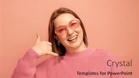  Presentation with color pink - Presentation design featuring woman-wearing-pink-sunglasses background and a  colored foreground