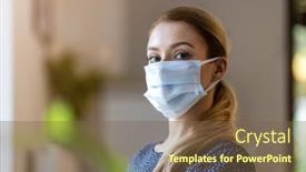  Presentation with face mask - Audience pleasing PPT layouts consisting of woman-wearing-protective-face-mask backdrop and a tawny brown colored foreground