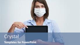  Presentation with mask - Colorful slides enhanced with woman-wearing-protective-mask backdrop and a ocean colored foreground