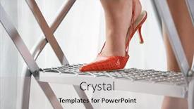  Presentation with construction red - Cool new presentation theme with woman-wearing-red-high-heeled backdrop and a light gray colored foreground