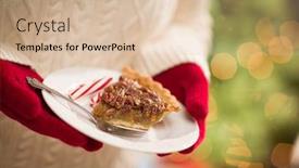  Presentation with peppermint - Slide deck having woman-wearing-red-mittens-holding background and a lemonade colored foreground