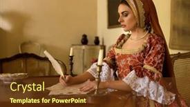  Presentation with renaissance - PPT layouts enhanced with woman-wearing-renaissance-gown background and a tawny brown colored foreground