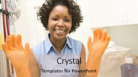  Presentation with rubber gloves - Theme with woman wearing rubber gloves background and a coral colored foreground