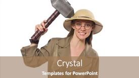  Presentation with safari - Colorful presentation theme enhanced with woman wearing safari hat on white backdrop and a coral colored foreground