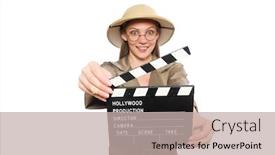  Presentation with safari - Cool new slide set with woman wearing safari hat on white backdrop and a mint green colored foreground