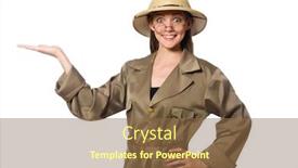  Presentation with safari - Slide deck with topeng - woman wearing safari hat background and a tawny brown colored foreground