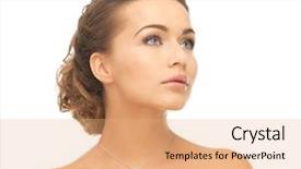  Presentation with shiny - Colorful PPT theme enhanced with woman wearing shiny diamond necklace backdrop and a coral colored foreground