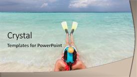  Presentation with water ocean - PPT layouts enhanced with woman-wearing-snorkeling-mask background and a mint green colored foreground