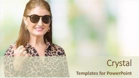  Presentation with rich - PPT theme consisting of woman wearing sunglasses and leopard background and a soft green colored foreground