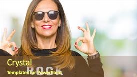  Presentation with meditation - Beautiful slides featuring woman wearing sunglasses and rock backdrop and a tawny brown colored foreground