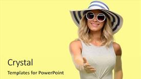  Presentation with trust - Beautiful PPT theme featuring woman wearing sunglasses and summer backdrop and a blonde colored foreground
