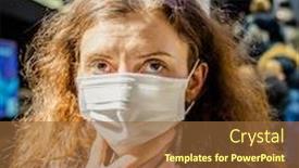  Presentation with surgical - Slide set consisting of woman-wearing-surgical-mask background and a tawny brown colored foreground
