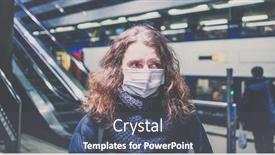  Presentation with surgical - Beautiful slide deck featuring woman-wearing-surgical-mask backdrop and a dark gray colored foreground