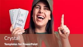  Presentation with red star - Audience pleasing presentation theme consisting of woman-wearing-t-shirt backdrop and a tawny brown colored foreground