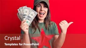  Presentation with star red - Audience pleasing PPT theme consisting of woman-wearing-t-shirt backdrop and a tawny brown colored foreground